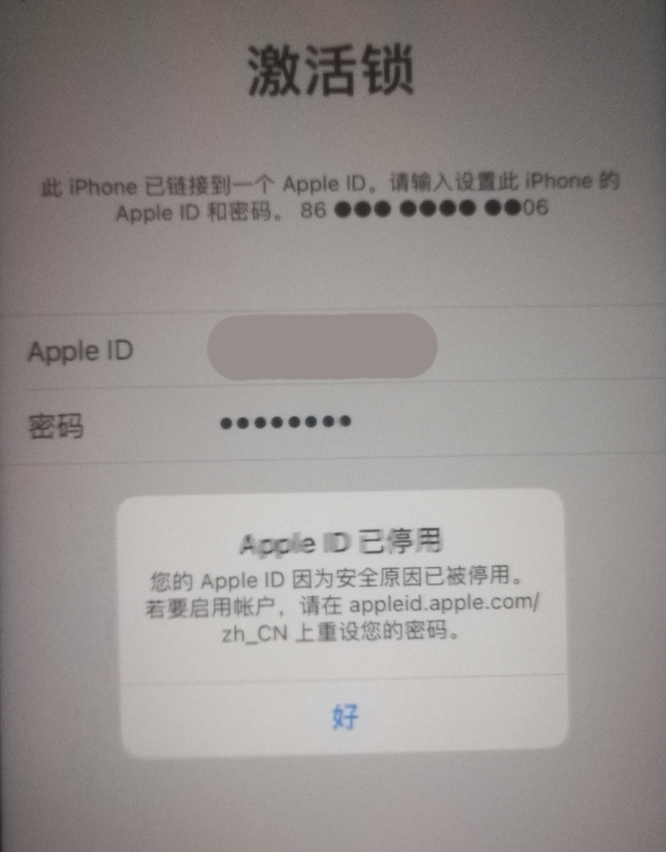 文罗镇苹果手机维修分享iPhone 12 出现提示“Apple ID 已停用”怎么办 